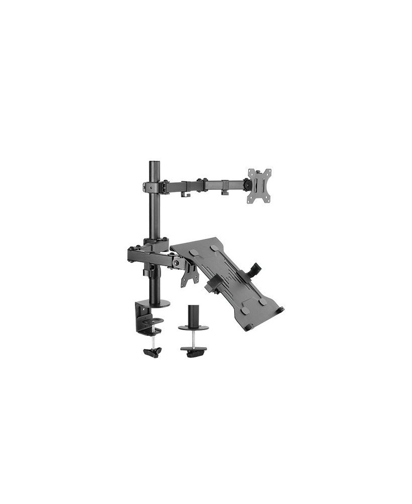 Buy Brateck Economical Double Joint Articulating Steel Monitor Arm with Laptop Holder LDT12-C1M2KN