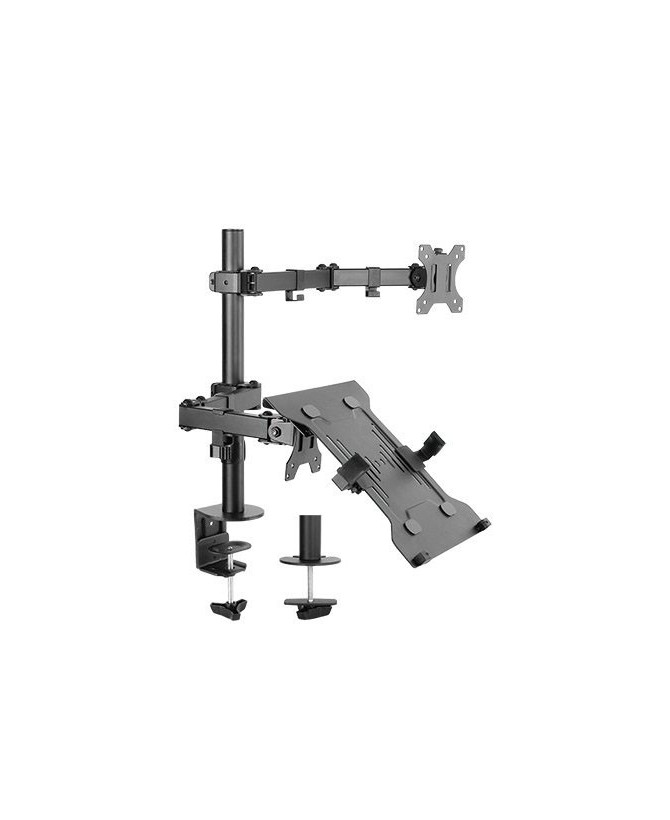 Buy Brateck Economical Double Joint Articulating Steel Monitor Arm with Laptop Holder LDT12-C1M2KN