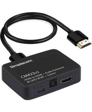 Simplecom CM423v2 HDMI Audio Extractor 4K HDMI to HDMI and Optical SPDIF + 3.5mm Stereo