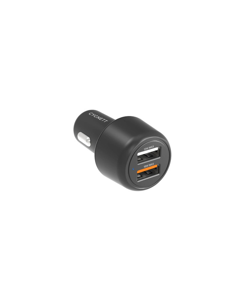 Cygnett CarPower 30W Dual Port Car Charger in Black CY3680CYCCH