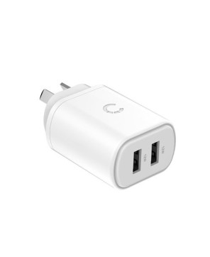 Cygnett PowerPlus 12W USB-A Dual Port Wall Charger in White CY3671PDWLCH