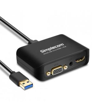 Buy Simplecom USB 3.0 to HDMI + VGA Video Adapter DA326 with 3.5mm Audio Full HD 1080p 