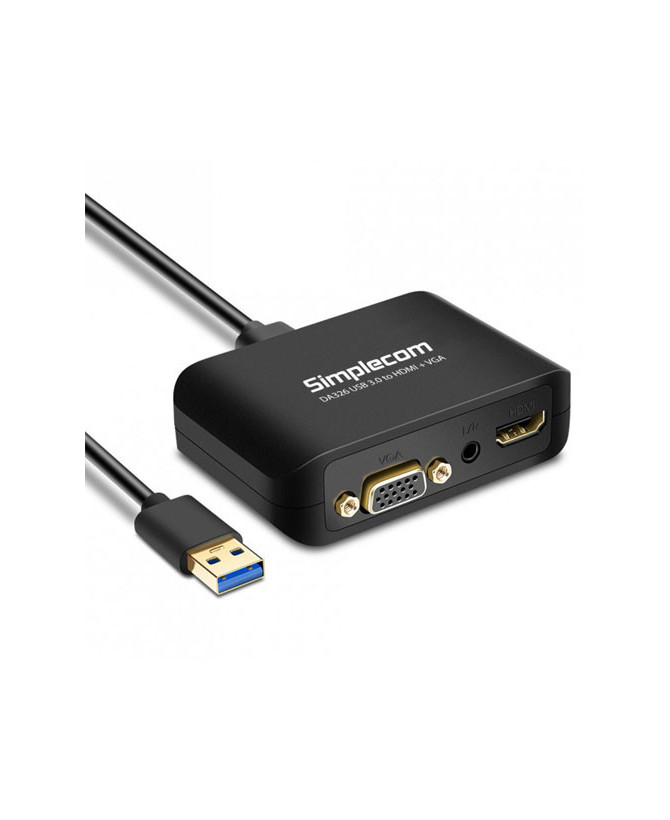 Buy Simplecom USB 3.0 to HDMI + VGA Video Adapter DA326 with 3.5mm Audio Full HD 1080p 