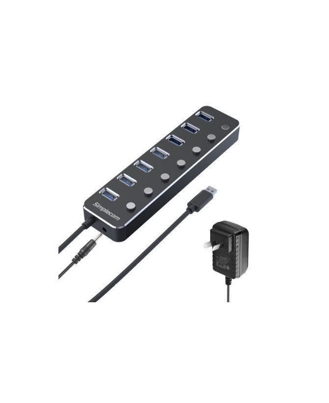 Buy Simplecom 7-Port USB 3.0 Hub with Individual Switches and Power Adapter CH375PS for Windows XP, Mac OS X 10.2