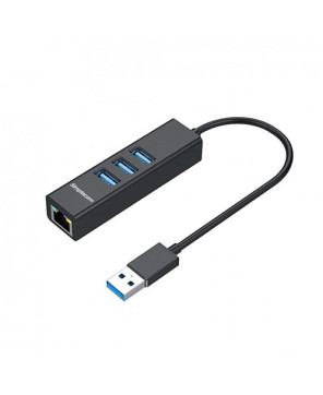 Buy Simplecom Aluminium 3 Port SuperSpeed USB HUB with Gigabit Ethernet Adapter in Black CHN420-BLACK