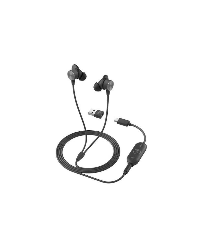 Buy Logitech Zone 3.5MM UC Wired Earbuds with USB-C and USB-A Adapter 981-001095