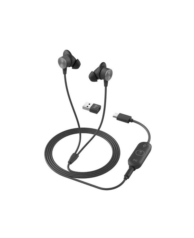 Buy Logitech Zone 3.5MM UC Wired Earbuds with USB-C and USB-A Adapter 981-001095