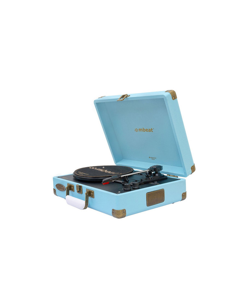 Buy mBeat Woodstock II Vintage Turntable Player with Bluetooth Receiver & Transmitter in Blue MB-TR96BLU