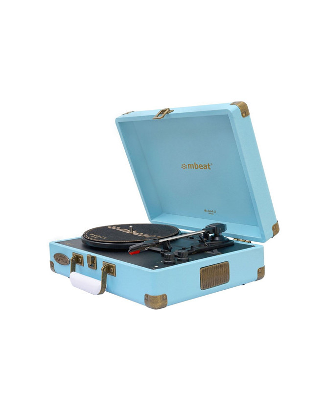 Buy mBeat Woodstock II Vintage Turntable Player with Bluetooth Receiver & Transmitter in Blue MB-TR96BLU