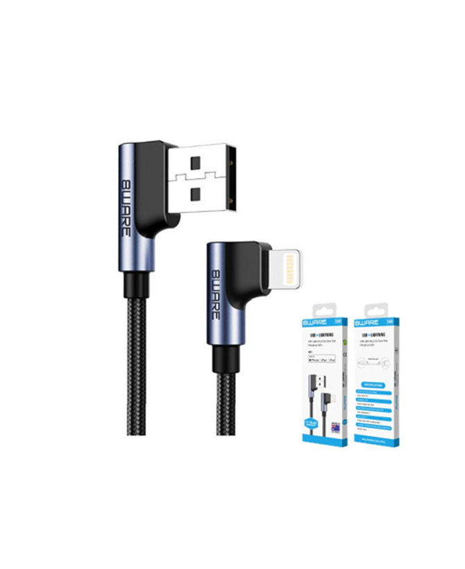 Buy 8Ware Premium 1m Apple Certified 90 Degree Angle USB Lightning Data Sync Fast Charging Cable 8W-IPHR1-90D For iPhone/iPad