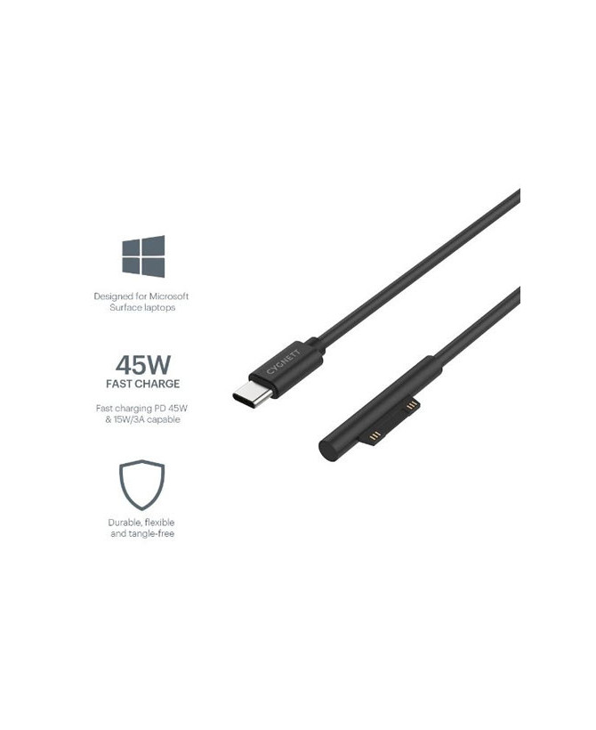 Cygnett 1m USB-C To Microsoft Surface Laptop Cable CY3034USCMS in Black 