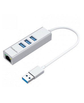 Buy Simplecom CHN420 Aluminium 3-Port SuperSpeed USB Hub with Gigabit Ethernet Adapter in Silver CHN420-SILVER