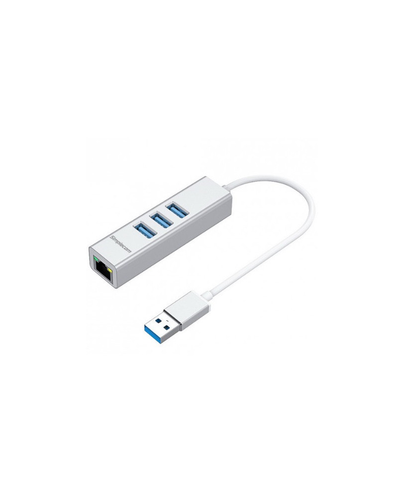 Buy Simplecom CHN420 Aluminium 3-Port SuperSpeed USB Hub with Gigabit Ethernet Adapter in Silver CHN420-SILVER