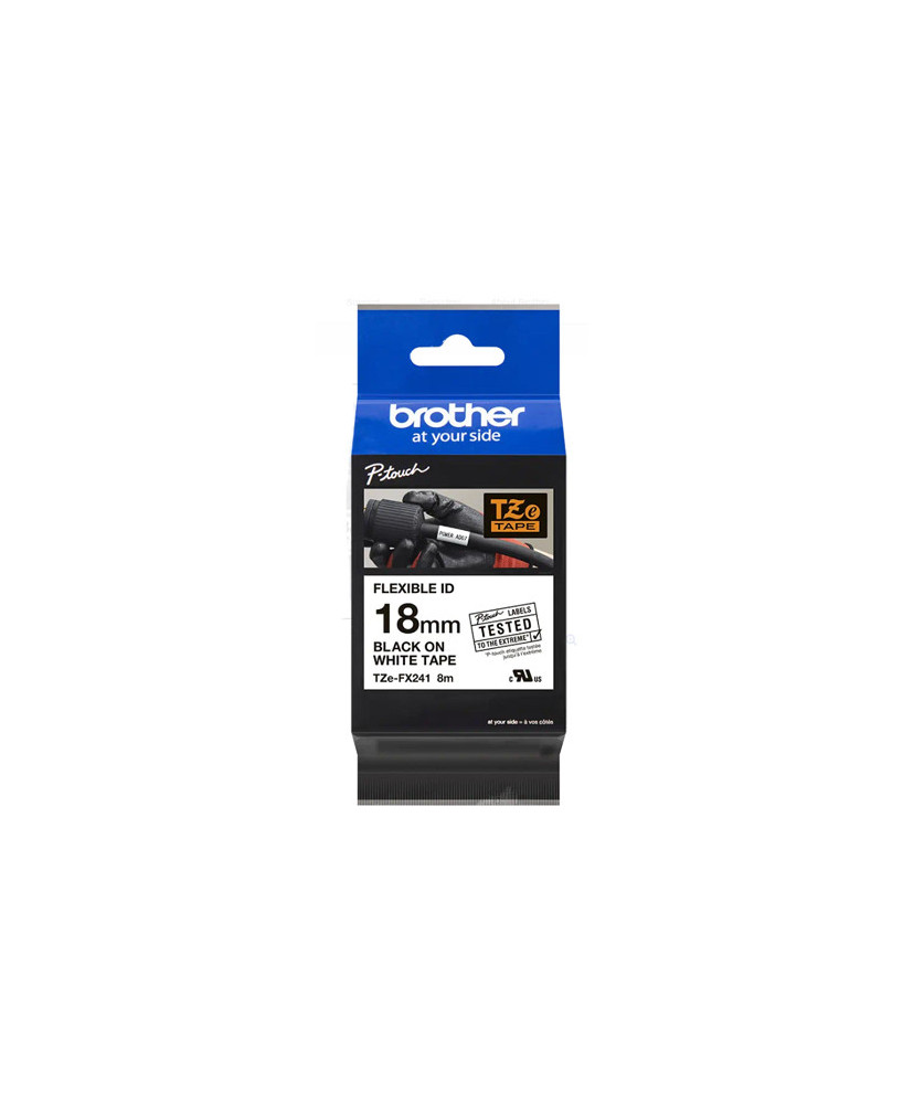 Buy Brother 18mm TZe-FX241 Labelling Tape Cassette Black on White TZE-FX241