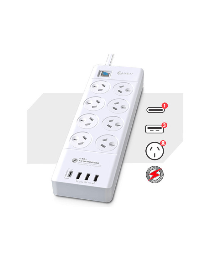 Buy Sansai 8 Outlet USB-A & USB-C Powerboard PAD-8088