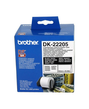 Buy Brother Genuine 62mm X 30.48m White Continuous Paper Roll DK-22205 for Brother Label Printers