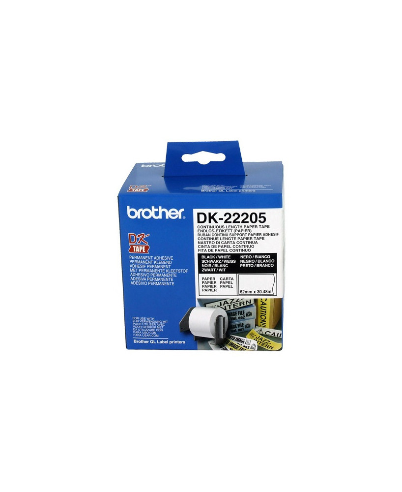 Buy Brother Genuine 62mm X 30.48m White Continuous Paper Roll DK-22205 for Brother Label Printers