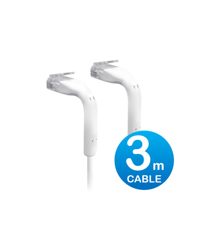 Buy UniFi 3m Cat6 RJ45 Ethernet Patch Cable with Bendable 90 Degree Ends in White U-CABLE-PATCH-3M-RJ45