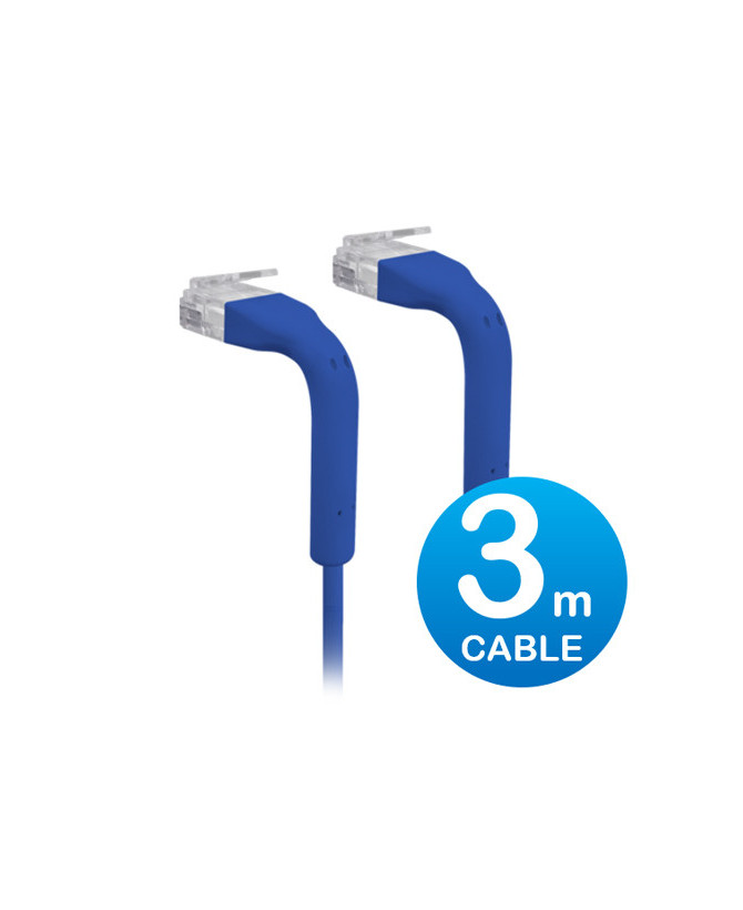 Ubiquiti UniFi 3m Cat6 RJ45 Ethernet Patch Cable with Bendable 90 Degree Ends in Blue U-CABLE-PATCH-3M-RJ45-BL