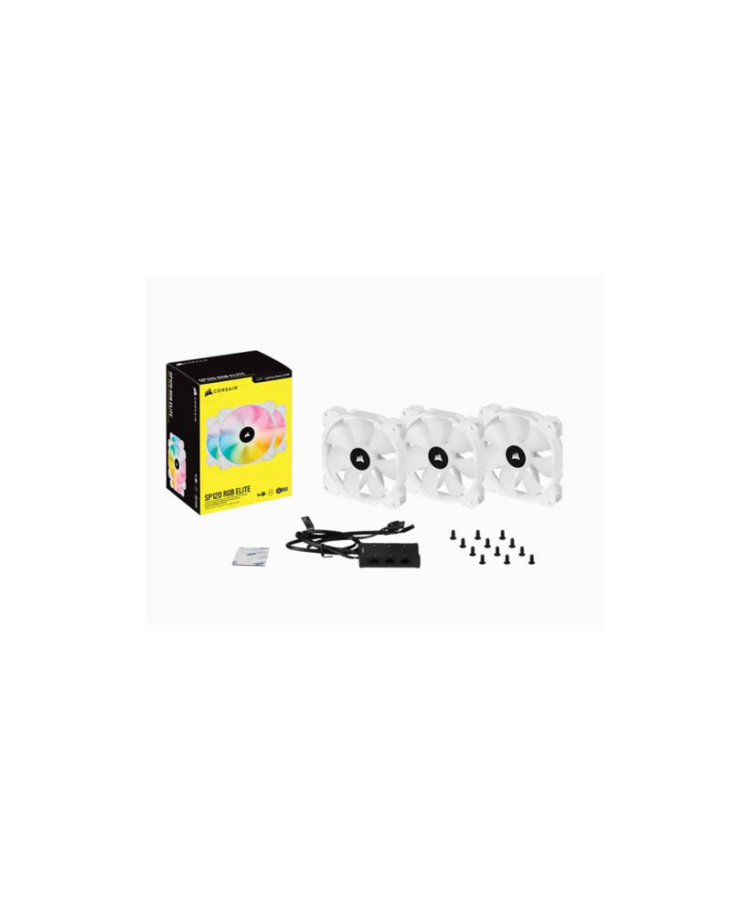 Buy Corsair iCUE SP120 RGB ELITE Performance 120mm White PWM Triple Fan Kit with iCUE Lighting Node CO-9050137-WW