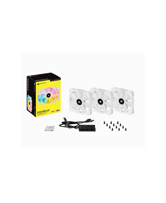 Buy Corsair iCUE SP120 RGB ELITE Performance 120mm White PWM Triple Fan Kit with iCUE Lighting Node CO-9050137-WW