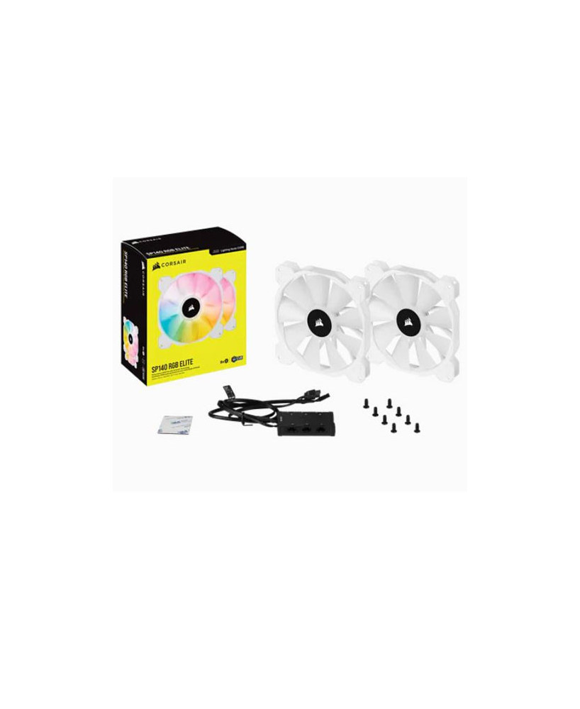 Buy Corsair iCUE SP140 RGB ELITE Performance 140mm White PWM Dual Fan Kit with Lighting Node CORE CO-9050139-WW