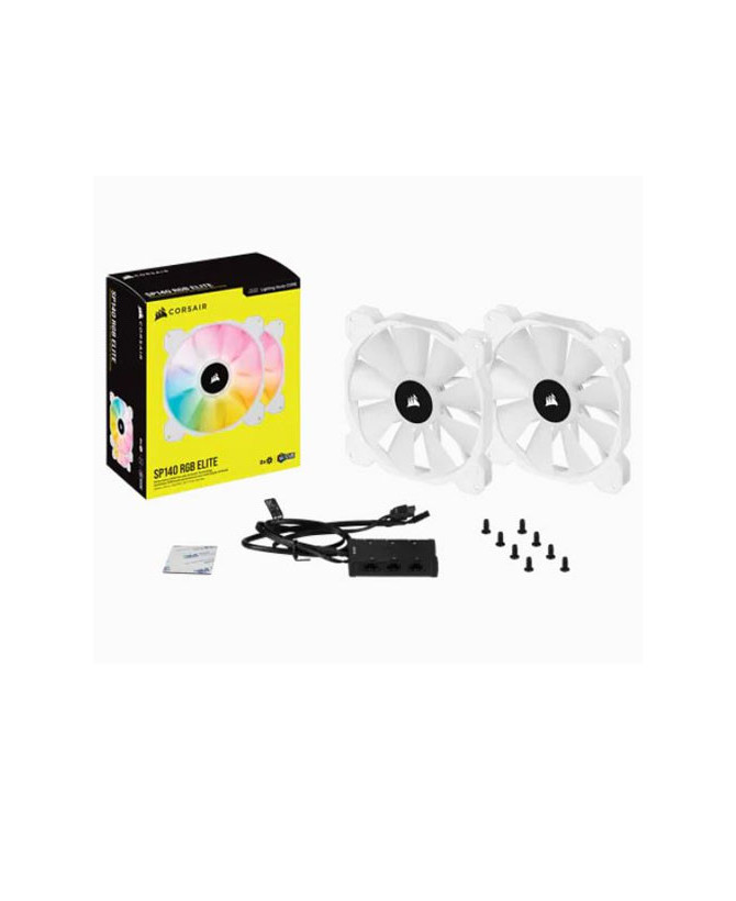 Buy Corsair iCUE SP140 RGB ELITE Performance 140mm White PWM Dual Fan Kit with Lighting Node CORE CO-9050139-WW