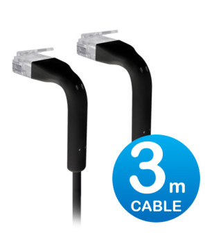 Ubiquiti UniFi 3m CAT6 RJ45 Ethernet Patch Cable with Bendable 90 Degree Ends in Black U-CABLE-PATCH-3M-RJ45-BK