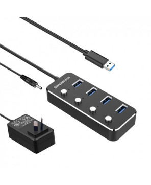 Buy Simplecom CH345PS Aluminium 4-Port USB 3.0 Hub with Individual Switches and Power Adapter