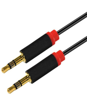 Buy Astrotek 1m Stereo 3.5mm Flat Cable Male to Male Black Audio Cable with Red Mold AT-3.5MMAUX-1