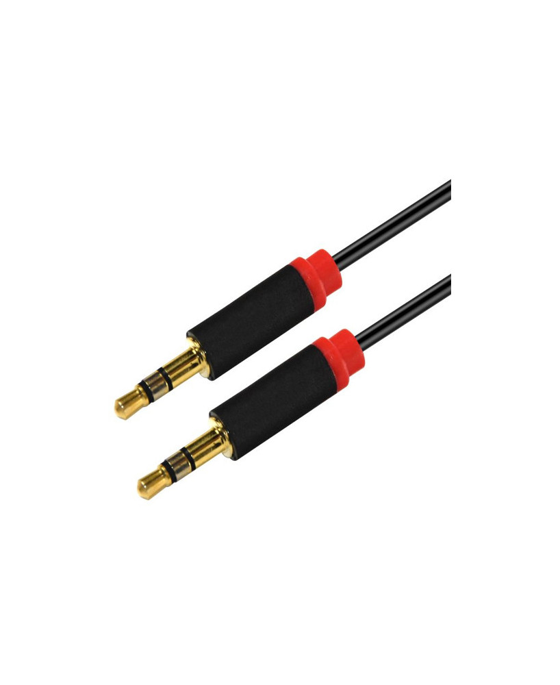 Buy Astrotek 1m Stereo 3.5mm Flat Cable Male to Male Black Audio Cable with Red Mold AT-3.5MMAUX-1