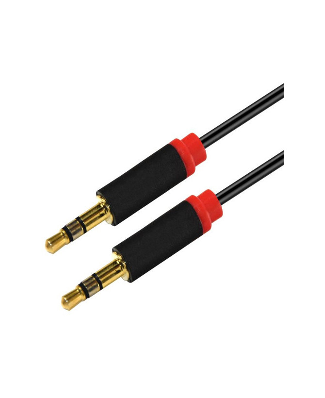 Buy Astrotek 1m Stereo 3.5mm Flat Cable Male to Male Black Audio Cable with Red Mold AT-3.5MMAUX-1