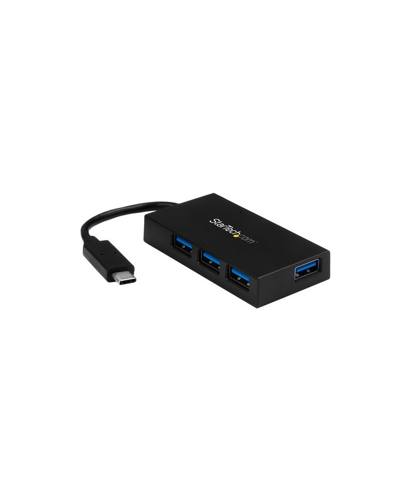 StarTech USB-C to 4-Port USB-A External Hub in Black HB30C4AFS