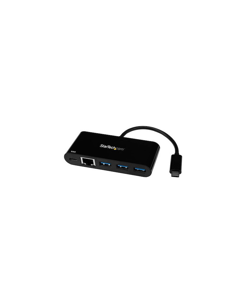 uy StarTech USB-C to Ethernet Adapter with 3-Port USB 3.0 Hub and Power Delivery US1GC303APD