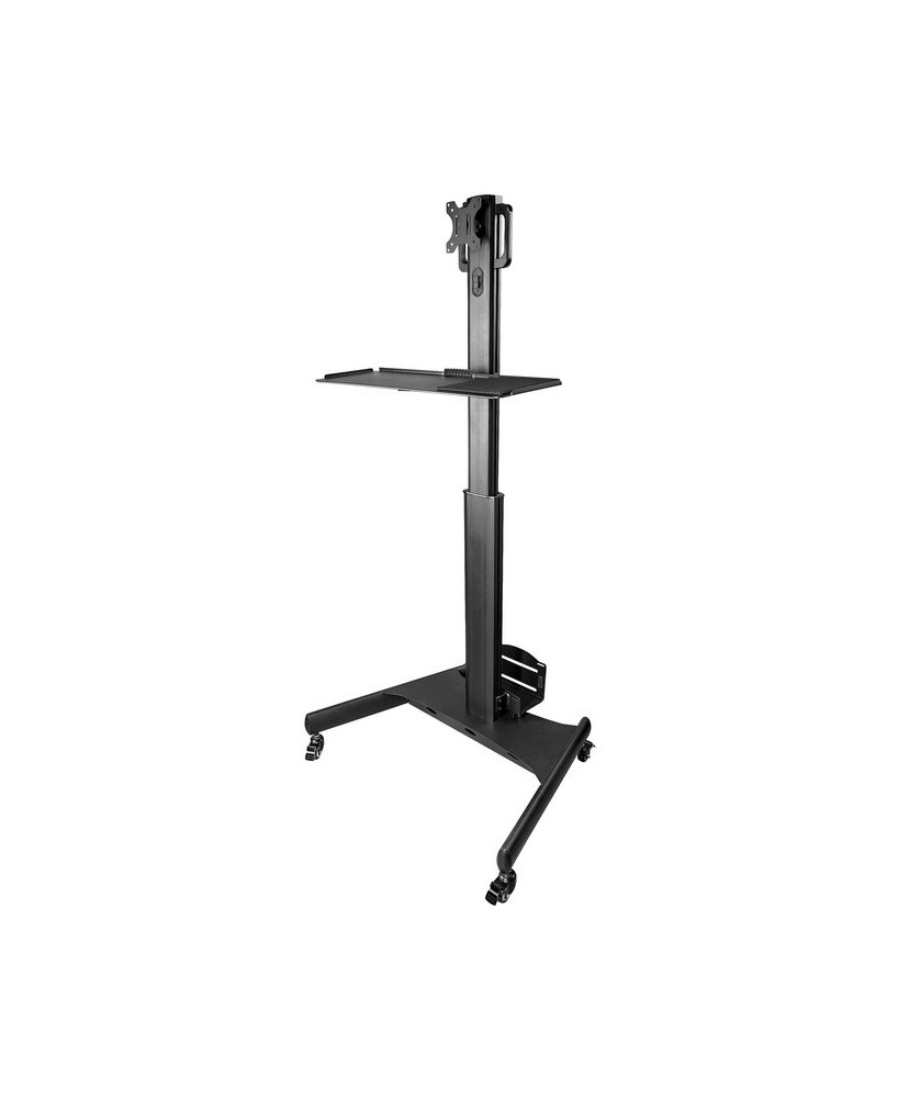 StarTech Mobile Standing Workstation with Monitor Mount CPU/PC Holder Desktop Computer Cart WKSTNCART