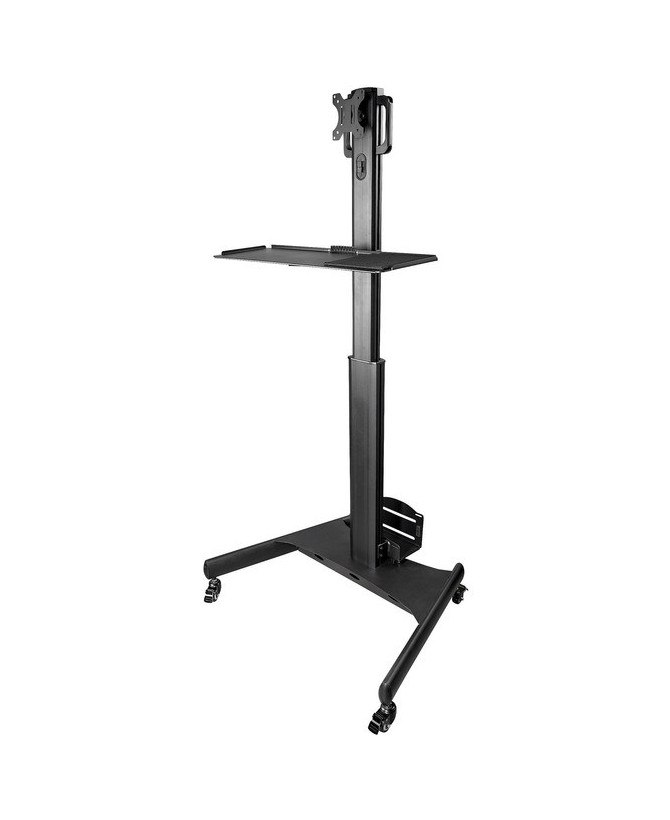 StarTech Mobile Standing Workstation with Monitor Mount CPU/PC Holder Desktop Computer Cart WKSTNCART