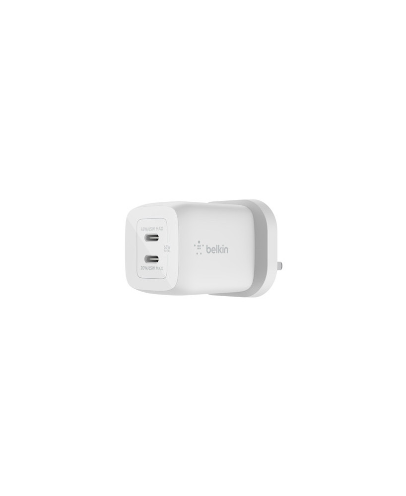 Buy Belkin BoostCharge Pro 2-Port USB-C GaN Wall Charger with PPS 65W in White WCH013AUWH