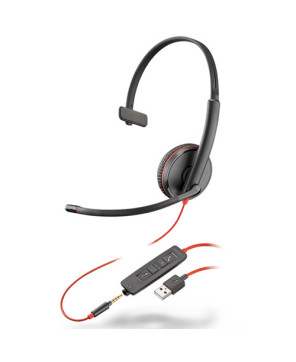 HP Poly/Plantronics Blackwire 3215 USB-A Corded Mono UC Wired Headset 209746-101 / 80S06A6