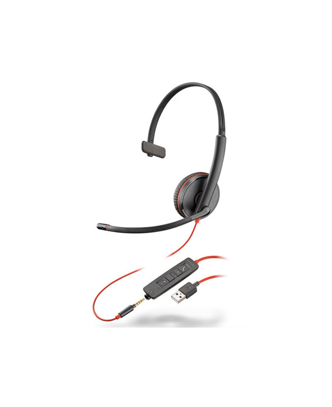 HP Poly/Plantronics Blackwire 3215 USB-A Corded Mono UC Wired Headset 209746-101 / 80S06A6