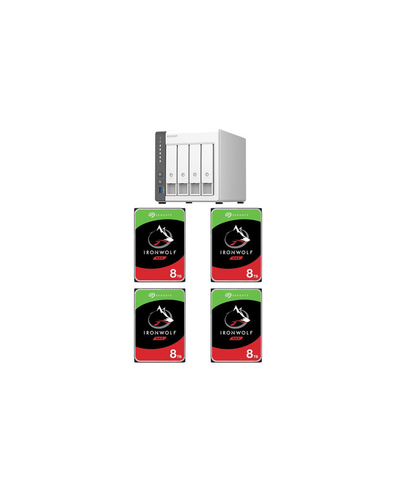 Buy Bundle QNAP 4-Bay 4GB ARM 4-core Cortex-A55 2.0GHz NAS Server with 4x Seagate 8TB IronWolf NAS Internal 3.5-inch Hard Drive TS-433-4G-32TB