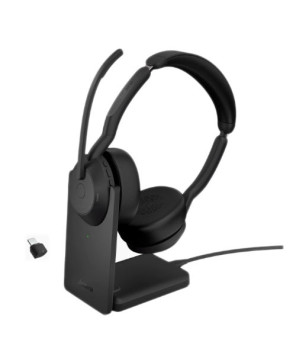 Jabra Evolve2 55 UC Stereo Bluetooth Wireless Headset with USB-C Adapter and Charging Stand 25599-989-889