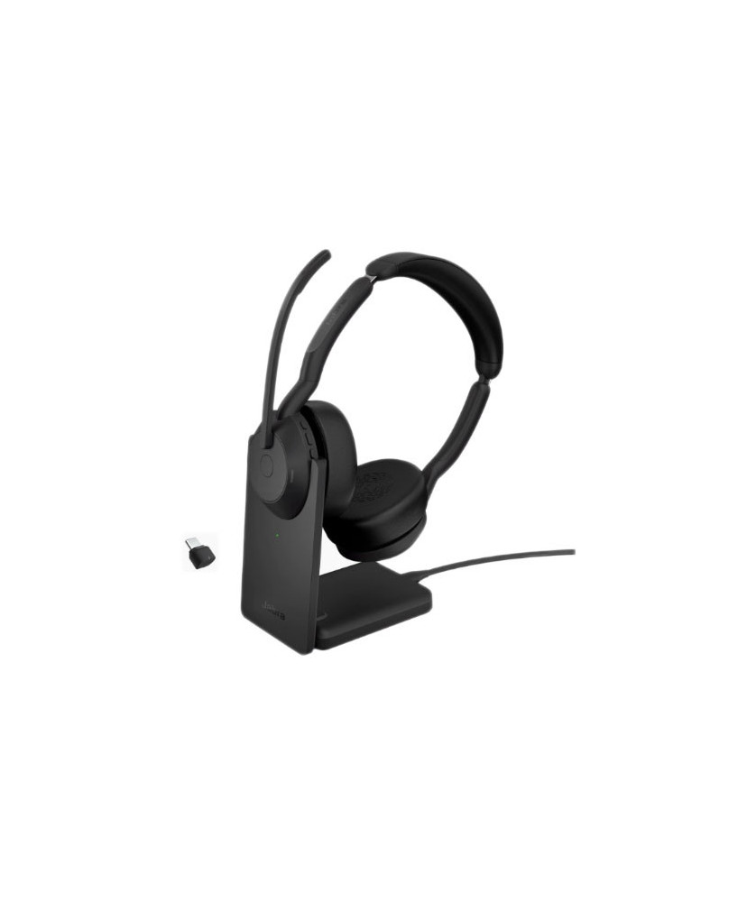 Jabra Evolve2 55 UC Stereo Bluetooth Wireless Headset with USB-C Adapter and Charging Stand 25599-989-889