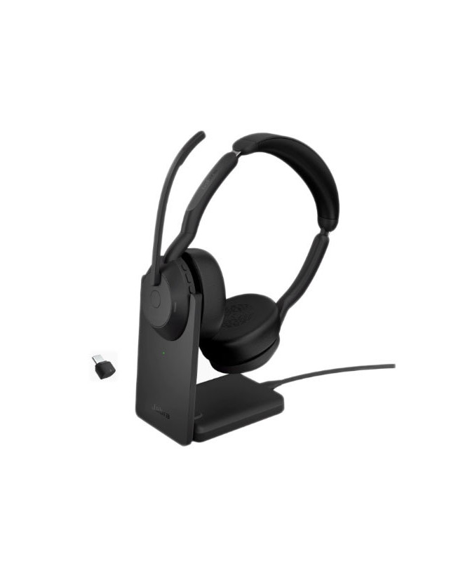 Jabra Evolve2 55 UC Stereo Bluetooth Wireless Headset with USB-C Adapter and Charging Stand 25599-989-889