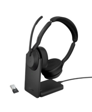 Jabra Evolve2 55 UC Stereo Bluetooth Wireless Headset with USB-A Adapter and Charging Stand 25599-989-989