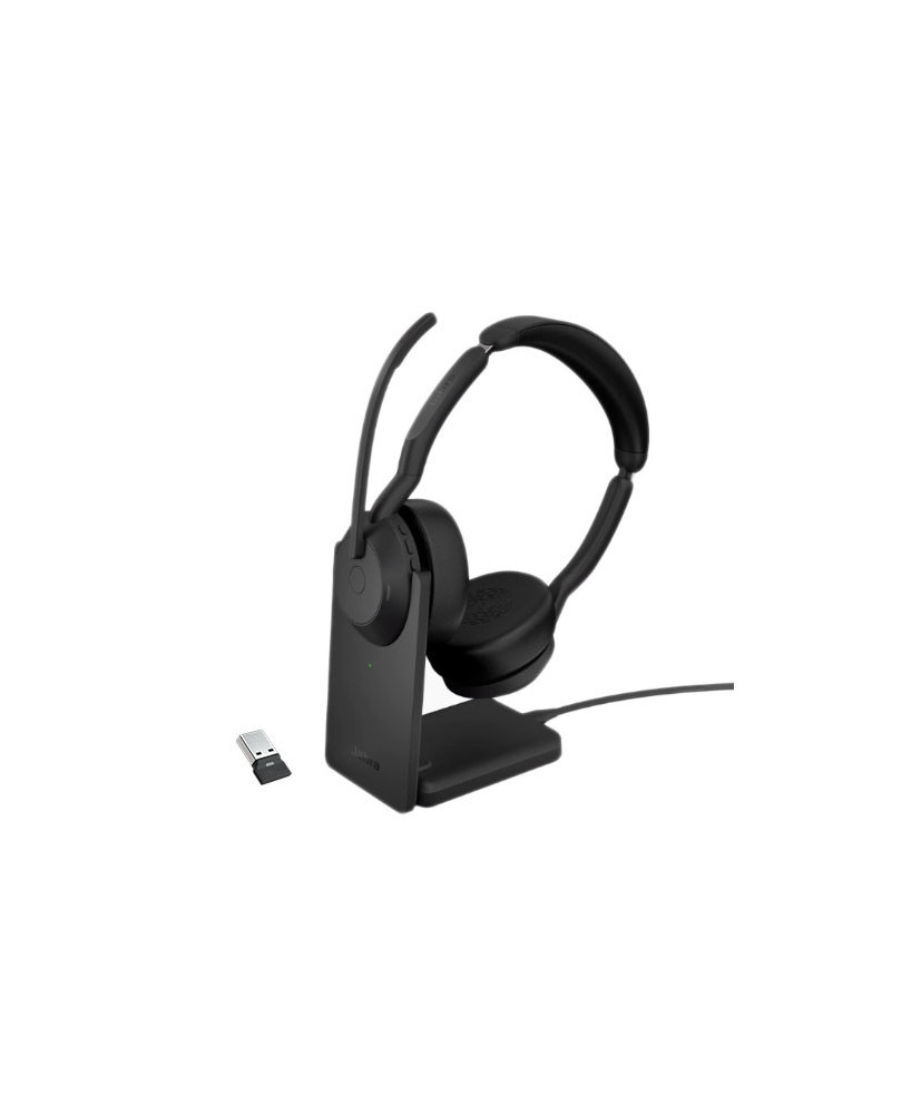 Jabra Evolve2 55 UC Stereo Bluetooth Wireless Headset with USB-A Adapter and Charging Stand 25599-989-989