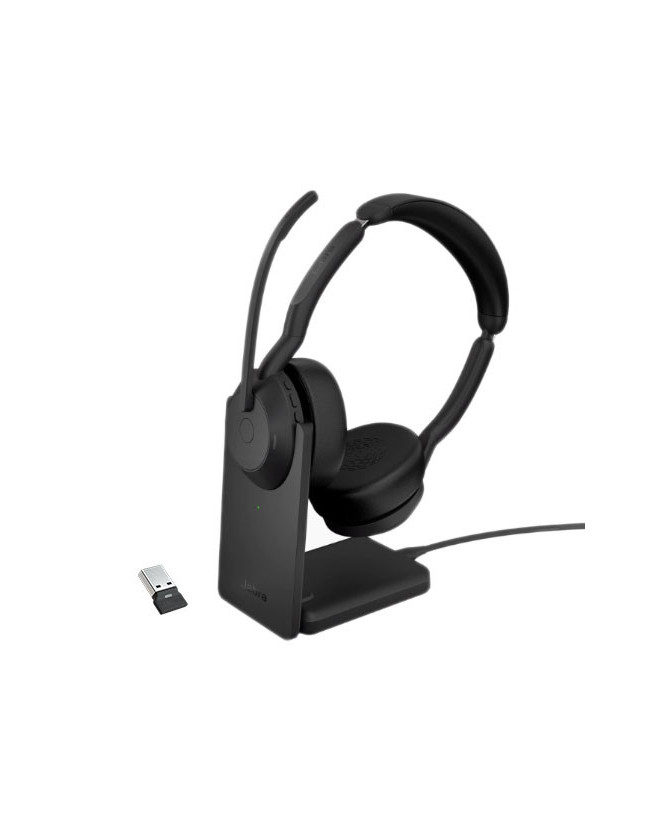 Jabra Evolve2 55 UC Stereo Bluetooth Wireless Headset with USB-A Adapter and Charging Stand 25599-989-989