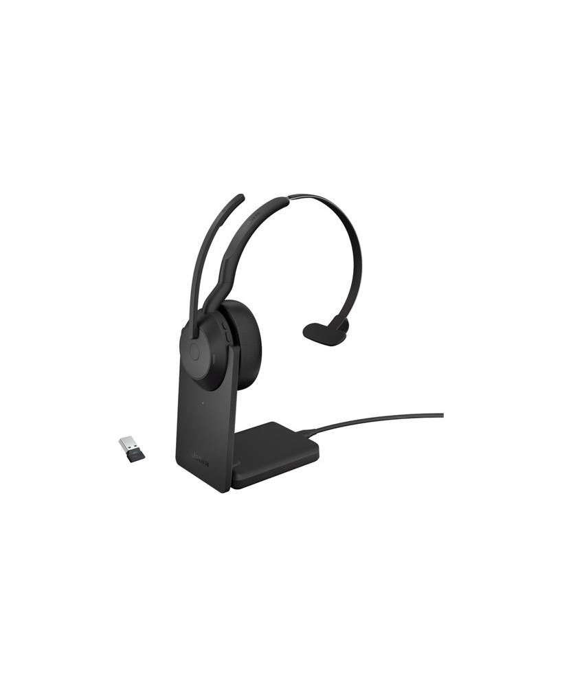 Jabra Evolve2 55 UC Mono Bluetooth Wireless Headset with USB-A Adapter and Charging Stand 25599-889-989