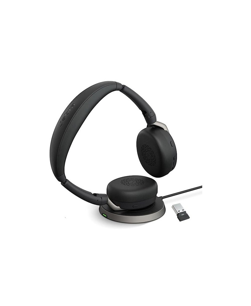 Jabra Evolve2 65 Flex USB-A UC Stereo Wireless Bluetooth Headset with Charging Stand 26699-989-989