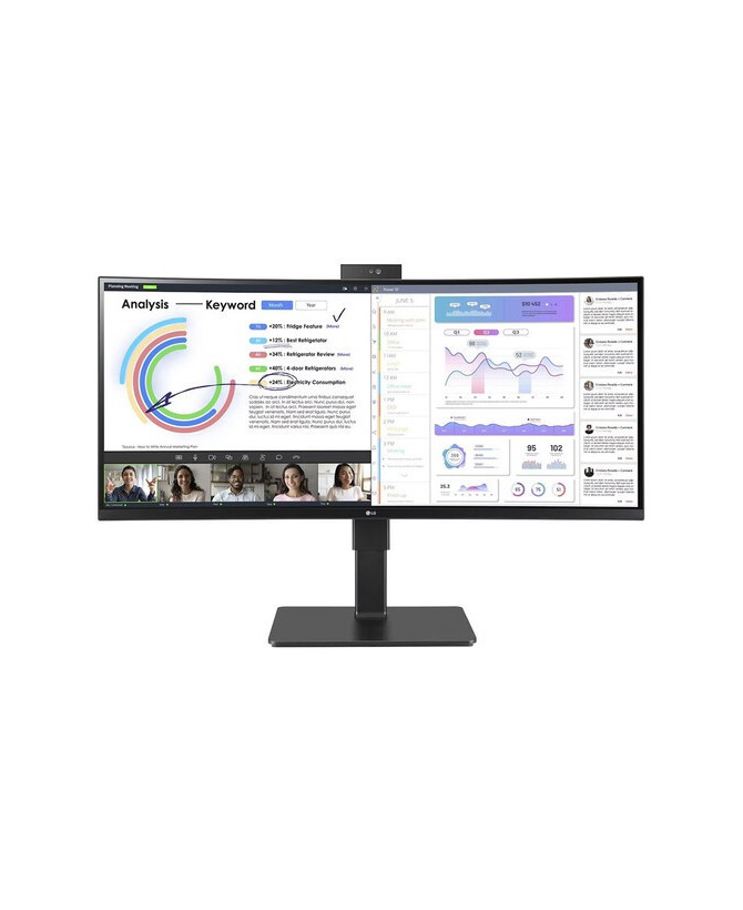 LG 34BQ77QC-B 34" UltraWide WQHD IPS Monitor with Built-in Webcam and Mic