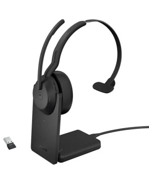 Jabra Evolve2 55 MS Mono Bluetooth Wireless Headset with USB-A Adapter and Charging Stand 25599-899-989